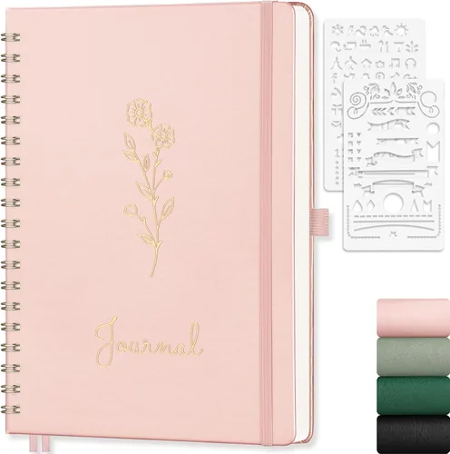 Vista 21 de EMSHOI Cuaderno de espiral con puntos, tapa dura de cuero, papel grueso de 3.53 oz/m², cuaderno de cuadrícula de puntos de 0.197 in para diario