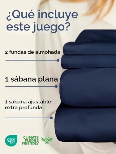 Vista 2 de Juego de sábanas tamaño Queen con bolsillos extra profundos, sábanas transpirables y refrescantes de 4 piezas, ropa de cama de lujo para hotel