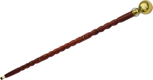 Vista 4 de Bastón de madera de latón con mango de globo de latón, regalo para hombres y mujeres, 37 pulgadas