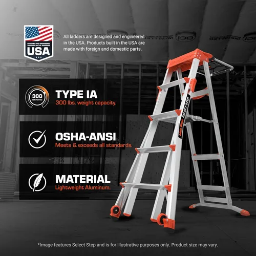 Vista 7 de Little Giant Select Step Escalera de escalera de 5 a 8 pies, accesorio Negro