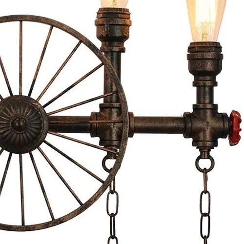 Vista 3 de Aplique de pared LED vintage, lámpara de tocador de baño de 4 luces, lámpara de pared industrial de tubería de agua negra de 25 pulgadas, lámpara