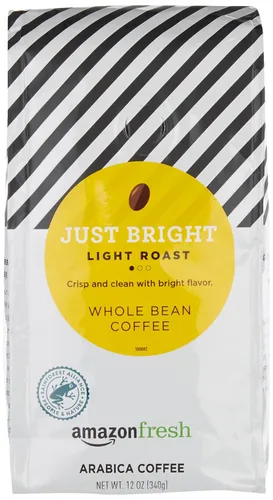 Vista 16 de Amazon Fresh, Just Bright - Café en grano entero tostado ligero, 32 onzas