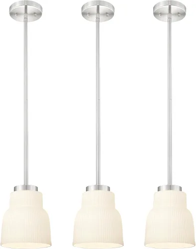 Vista 11 de FEMILA Lámpara Colgante Dorada, Accesorios de Iluminación Colgante de 4", Iluminación para Isla de Cocina, Vidrio Martilleado, Base E26, 4FY86MIL BG
