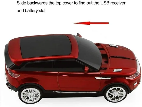Vista 2 de CHUYI Cool Sports - Ratón óptico inalámbrico en forma de coche 3D para viajes de negocios, oficina, hogar, escuela, regalo (1 verde, 1 rojo)