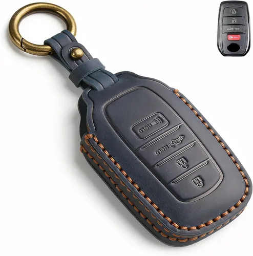 Vista 9 de QBUC Funda de Cuero Genuino para Llavero de Toyota Tacoma, Compatible con Toyota Tundra Prius Venza Corolla Crown Sequoia Grand Highlander RAV4
