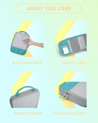 Vista 5 de BAGSMART - Juego de 6 cubos de compresión para maletas, juego de 6, 4 y 2, cubos organizadores de viaje, juego de bolsas expandibles, organizadores