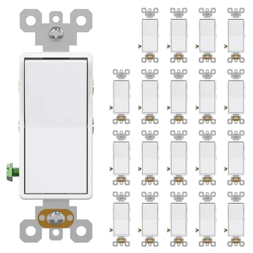 Vista 8 de AIDA Paquete de 1 interruptor de luz basculante Decora de 3 vías, interruptores de luz eléctricos con conexión a tierra automática de 15 amperios