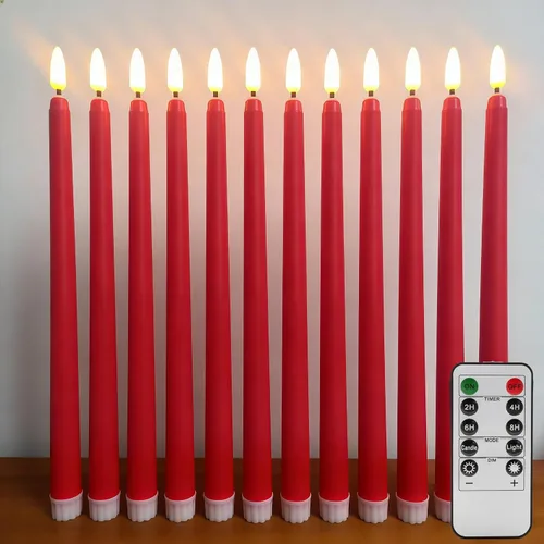 Vista 20 de Velas cónicas sin llama negras con control remoto, velas LED parpadeantes que funcionan con pilas, juego de 6