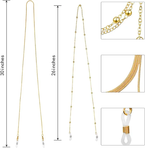Vista 6 de Frienda 6 cadenas para gafas elegante retenedor para gafas soporte para correa para gafas