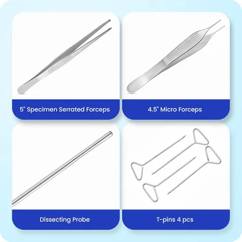Vista 5 de Core Flex Kit avanzado de disección de anatomía de laboratorio de biología con cuchillas de mango de cuchillo de bisturí de acero inoxidable