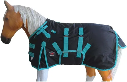 Vista 8 de Manta de invierno de 42" 1200D para potro, poni, caballo, y asno en miniatura rojo BLK 51946 Challenger