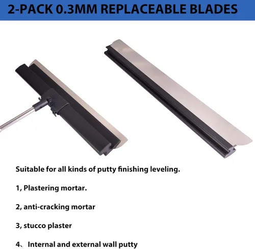 Vista 5 de Herramientas para Paneles de Yeso Cuchilla Alisadora con Mango de Extensión - Cuchillas de 10", 14", 24" y 32" 40" con 2 Cuchillas de 0.3 mm