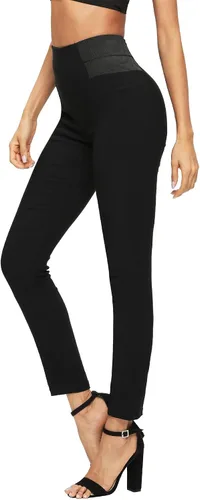 Vista 5 de SweatyRocks Leggings básicos para mujer, elásticos, ajustados, elásticos, de cintura alta, pantalones de trabajo