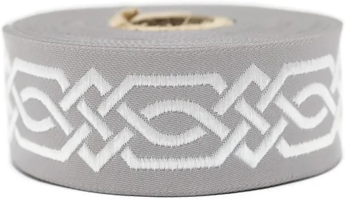 Vista 14 de Carrete de 10.9 yardas 0.79 pulgadas de ancho azul celta Claddagh bordado Jacquard Ribbon 20272