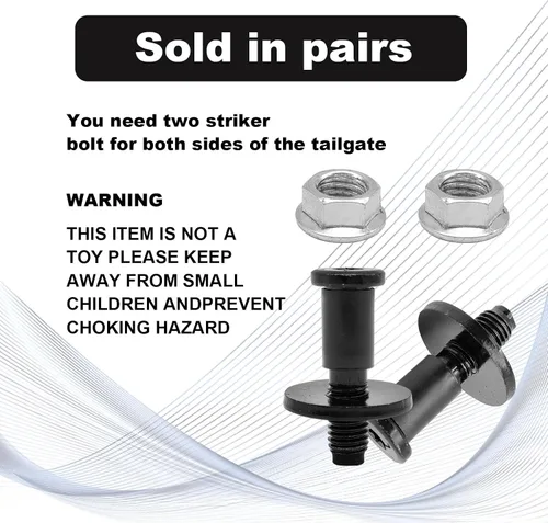 Vista 5 de 2 piezas de perno delantero de puerta trasera 38427, tuercas de repuesto # 11570162 compatibles con Chevy Silverado Escalade Avalanche Sierra