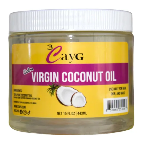 Vista 4 de 3CAYG Aceite de coco virgen extra de 15 oz para una piel más suave, crecimiento del cabello y cuidado de las uñas