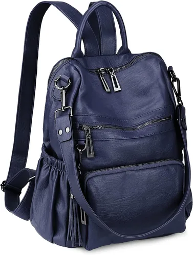 Vista 9 de Uromee Mochila de Viaje Monedero para Mujeres Cuero Vegano Damas Moda Borla Bolsa de Hombro Convertible, Grande, Mochilas Daypack