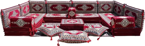 Vista 40 de arabicsofa Cojines de piso árabe en forma de U – Sofá tradicional Majlis con sofá otomano