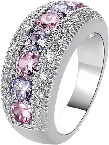 Vista 71 de Iumer - Anillo de zircón de dos piezas con incrustaciones de diamantes de imitación artificiales para mujer, talla 6-10.