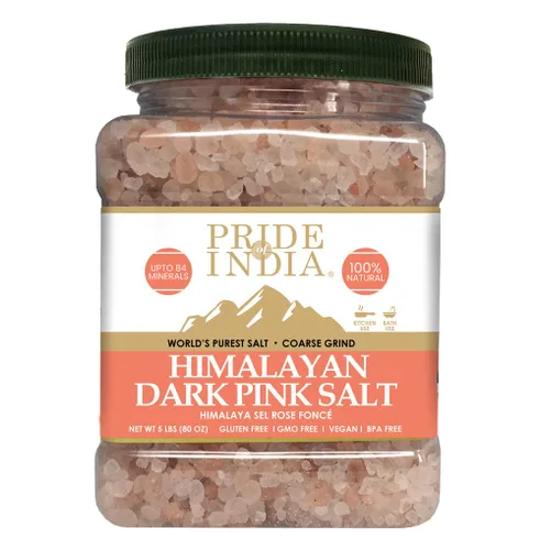 Vista 11 de Pride Of India - Sal rosa oscura del Himalaya - Enriquecida con más de 84 minerales naturales, molido medio de 0.079-0.118 in - Tarro de tamizado