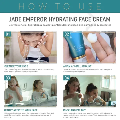 Vista 3 de MILAJ Jade Emperor Crema facial hidratante Hidratante ligero para iluminar, refinar y nutrir la piel Cuidado de la piel limpio para niños