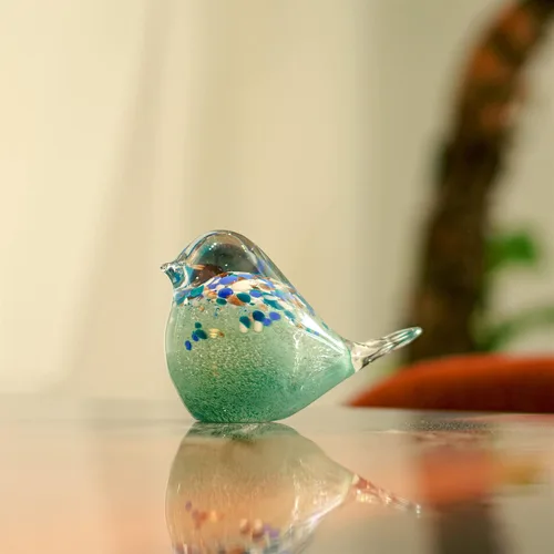 Vista 6 de QFkris Figuras grandes de pájaros de cristal soplado hechas a mano de 7 pulgadas, pisapapeles coleccionable, arte, escultura de animales, ornamento