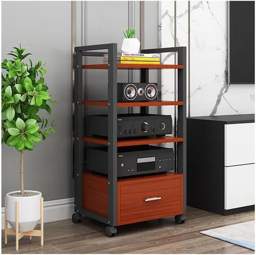 Vista 8 de Shelves 60 Long Multi-Tier Audio Rack with Drawer Amplifier Stand hifi AV Cabinet Mobile Kickstand CD Rack Media Storage Shelf Protects and