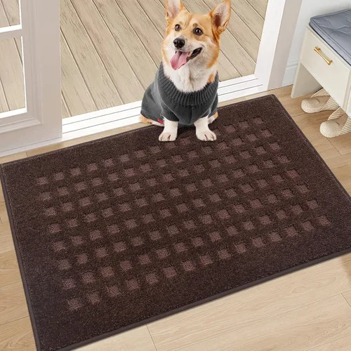 Vista 16 de BEQHAUSE Tapetes para puerta de 20 x 32 pulgadas, tapete antideslizante de punto gofre, de perfil bajo, resistente a la suciedad y absorbente, Beige