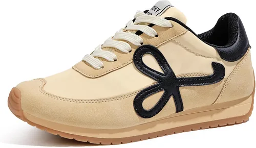 Vista 15 de LUCKY STEP - Zapatillas de moda para mujer, elegantes, de caña baja, clásicas, retro, casuales, cómodas, para correr y caminar Marrón oscuro