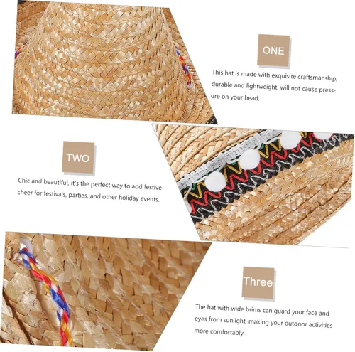 Vista 7 de TIDTALEO Sombrero mexicano, decoración colorida, disfraces mexicanos para hombres, vestidos hawaianos para niñas, sombrero de pesca, sombrero