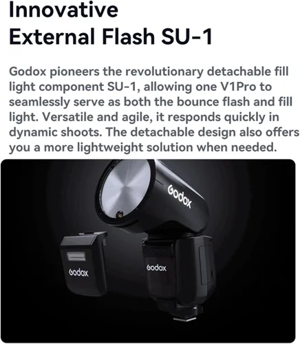 Vista 4 de Godox V1Pro-C TTL Flash para cámaras Canon, 1/8000 HSS 500 flash de potencia completa, tiempo de reciclaje de 1.3s, 2.4G inalámbrico con flash