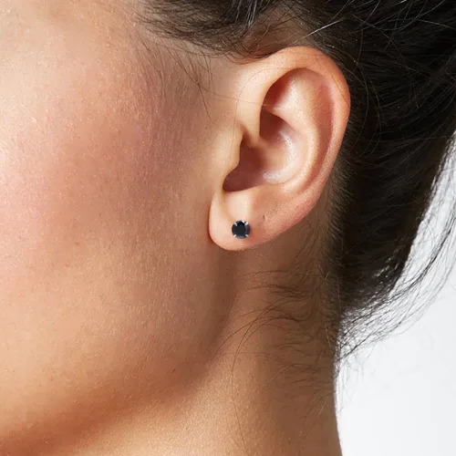 Vista 2 de Pendientes de plata de ley con circonita cúbica negra para mujer y hombre