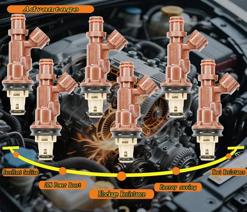Vista 6 de Juego de 6 inyectores de combustible con conector arnés de enchufe de repuesto para Toyota 1999-2004 Tacoma 2000-2004 Tundra 3.4L 1999-2002 4Runner