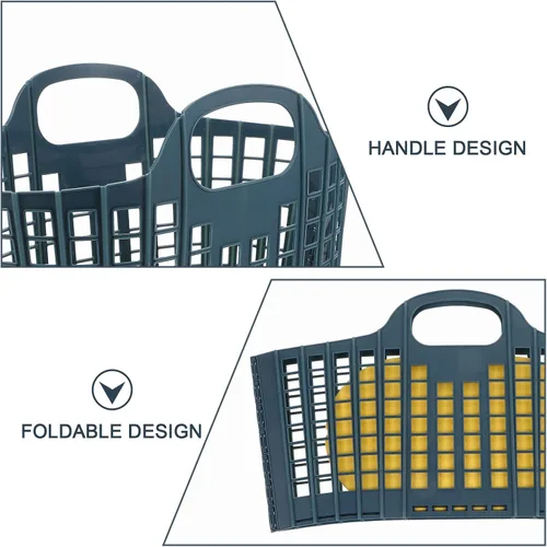 Vista 3 de Luxshiny Paquete de 2 cestas de plástico para frutas con asas, bolsa plegable de almacenamiento de cocina para organización de frutas y verduras