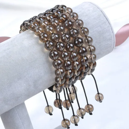 Vista 2 de Massive Beads - Pulsera de cuentas de cristales de macramé con poder curativo natural, unisex, ajustable, 516 pulgadas (8 mm)