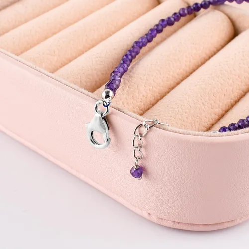 Vista 3 de InfinityGemsArt Natural Stone Beads Dainty Bracelet Jewelry for Women, Crystals and Gemstones Birthstone 925 Sterling Silver Chain 8 inch Gifts For