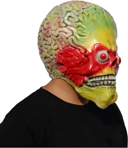 Vista 5 de ifkoo - Máscara para el cerebro alienígena de látex de cabeza completa para disfraz de Halloween