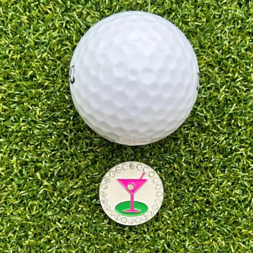 Vista 3 de Giggle Golf Happy Hour Bling Golf Ball Marker with Hat Clip.