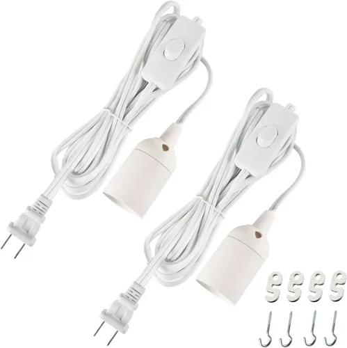 Vista 12 de Simple Deluxe - Cordón de lámpara colgante de linterna de 15 pies con enchufe E26, con interruptor de encendido/apagado (bombilla no incluida)