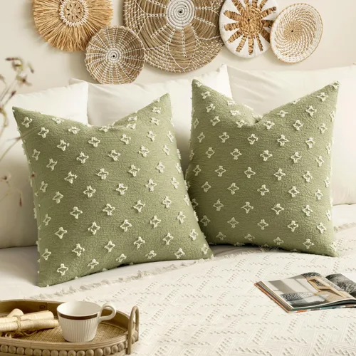 Vista 12 de EMEMA Juego de 2 fundas de cojín decorativas de jacquard, diseño de flores de sol, para sofá, cama, sala de estar, dormitorio, 16 x 16 pulgadas