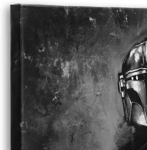Vista 4 de Open Road Brands Disney Star Wars Mandalorian Gallery - Lienzo decorativo para pared, pintura mandaloriana en blanco y negro para cueva de hombre