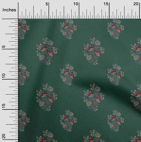 Vista 7 de Tela de poliéster oneOone de micro malla con hojas y estampado de bloques florales por Yardtwoinch de ancho