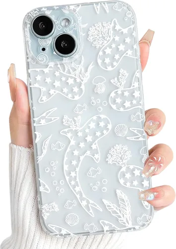 Vista 136 de NITITOP Funda para iPhone 13 Clear Sea Animal - Pez negro Pescado Negro