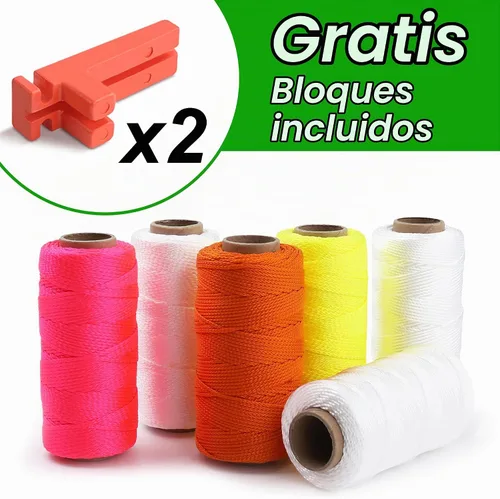 Vista 2 de HASWARE Mason Line - Línea de cuerda de nailon #18 trenzada para herramientas de jardinería o mampostería con bloque de línea, nivel de línea