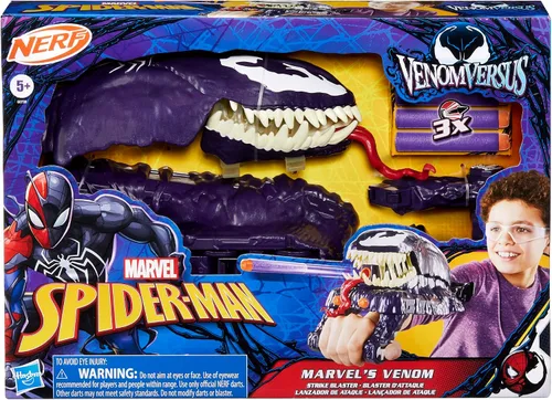 Vista 2 de Marvel Spider-Man VenomVersus Marvel's Venom Strike Blaster, juguete NERF Spider-Man, juguetes de superhéroes para niños a partir de 5 años