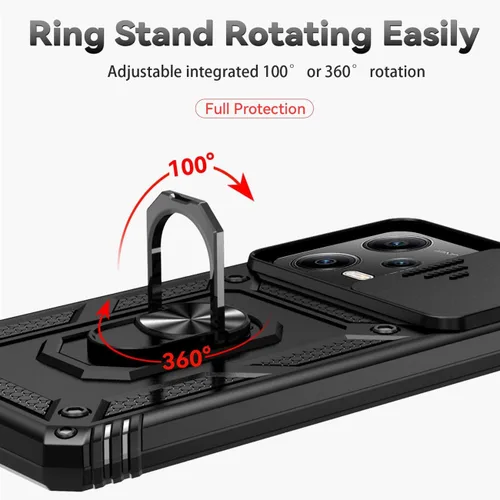 Vista 5 de Funda para Redmi Note 12 Pro, Poco X5 Pro con protector de pantalla de vidrio templado y cubierta de cámara deslizante, cubierta magnética