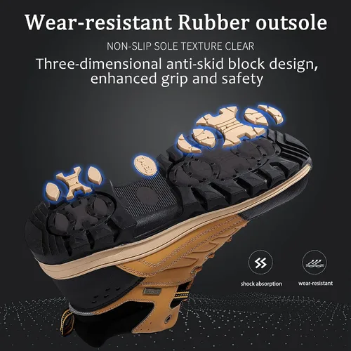 Vista 4 de AX BOXING Botas de nieve para hombre, botas de invierno con forro de piel, antideslizantes, cálidas, para senderismo, zapatos para exteriores