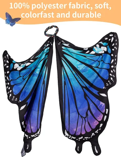 Vista 6 de BohoSM Alas de mariposa para mujeres y niñas, chal, alas de hada, accesorio de disfraz de Halloween