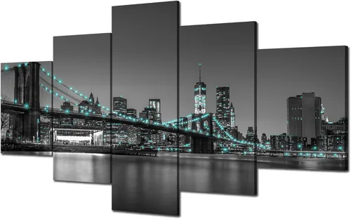 Vista 20 de Cawpom Arte de pared de Los Ángeles en blanco y negro, cuadro decorativo para pared, diseño de horizonte de Los Ángeles, póster de palmera, marco