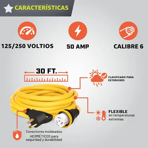Vista 2 de Champion Power Equipment Cable de alimentación de generador RV de 30 pies, 50 amperios, 125/250 voltios, (14-50P a SS2-50R)